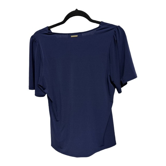Michael Michael Kors Lace Up Short Sleeve Navy Shirt Size Medium NWT Office - Picture 2 of 5